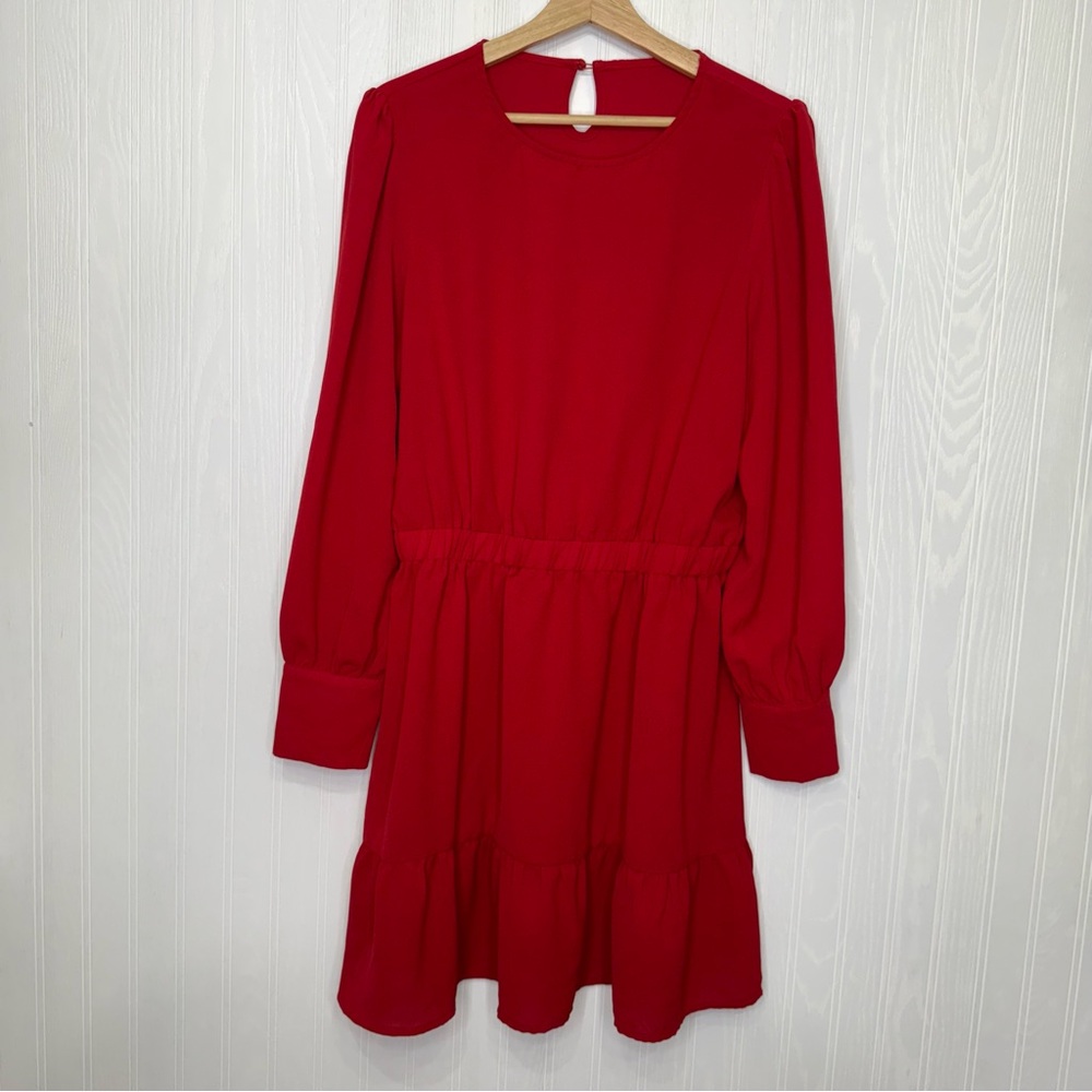 Cupshe red long sleeve dress with ruffle size XL - Picture 2 of 11